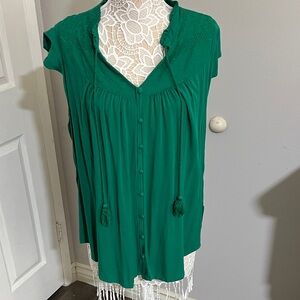 Torrid Teal Button-Front Blouse